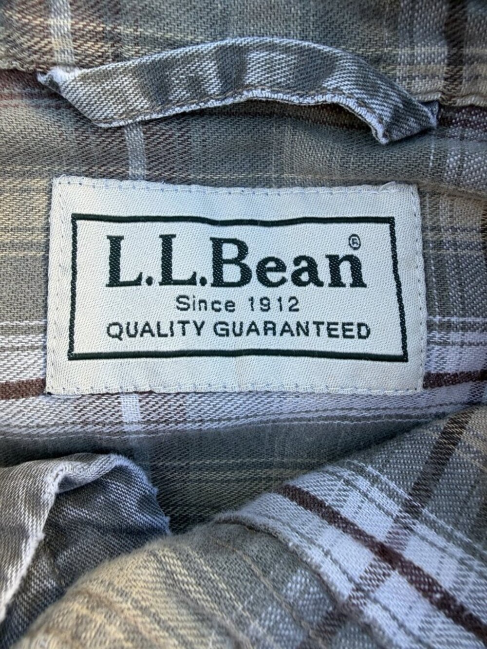 Vintage LL Bean flannel-lined army green canvas shirt jacket plaid XL gorpcore - Picture 4 of 13